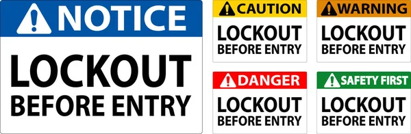 Sinal Perigo Lockout Antes Entrada — Vetor de Stock
