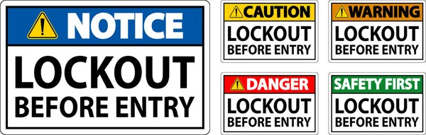 Sinal Perigo Lockout Antes Entrada — Vetor de Stock