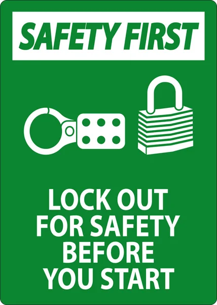 安全第一标志 出发前将安全锁在门外 — 图库矢量图片