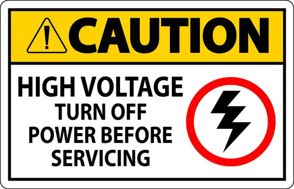 Señal Precaución Alto Voltaje Apague Energía Antes Dar Servicio — Vector de stock