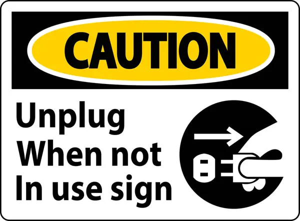 Voorzichtigheid Unplug Use Symbool Sign — Stockvector