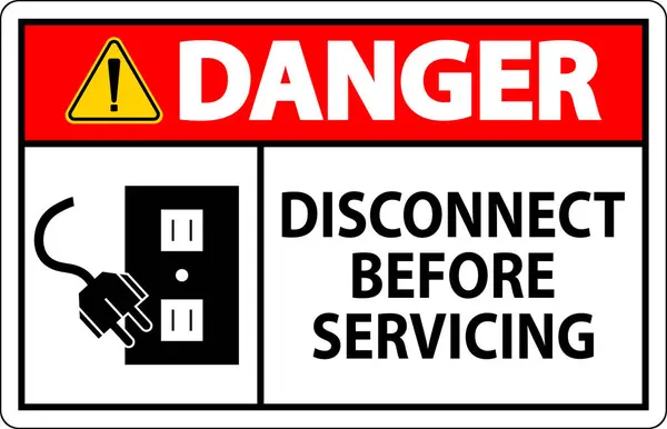 Danger Sign Disconnect Servicing — Stock Vector