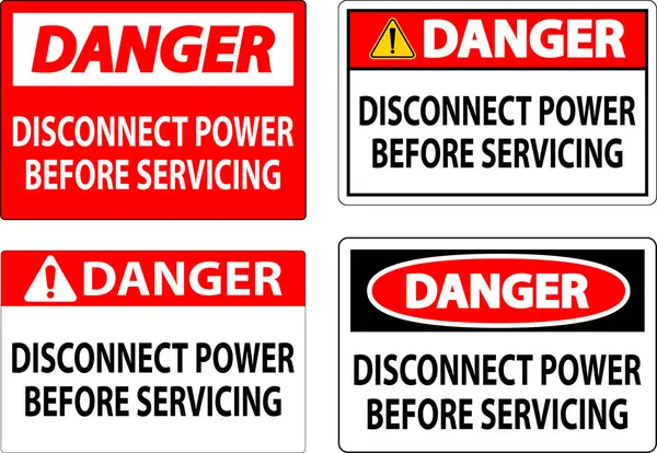 Danger Sign Disconnect Power Servicing — Stock Vector
