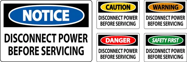 Danger Sign Disconnect Power Servicing — Stock Vector