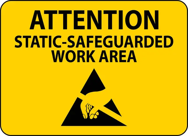Static Warning Sign Attention Static Safeguarded Work Area — Stock Vector