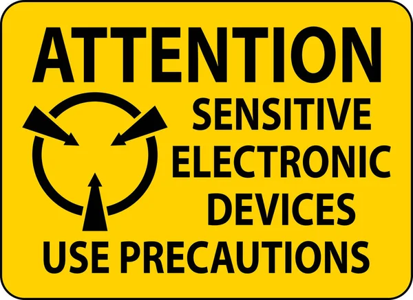 Statik Uyarı Şareti Dikkat Hassas Elektronik Aygıtlar Önlem Kullan — Stok Vektör