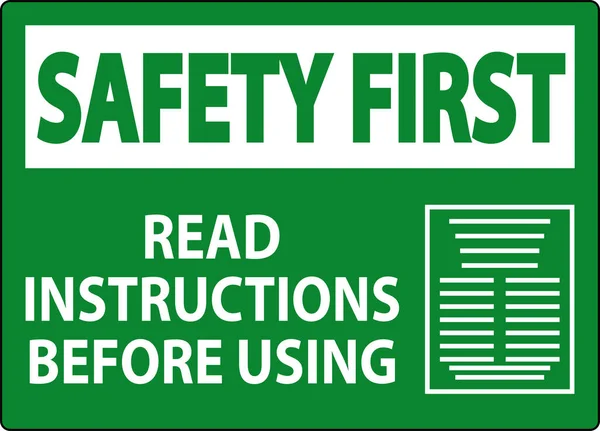 Bezpieczeństwo Pierwsza Maszyna Sign Instrukcja Obsługi Przed Użyciem — Wektor stockowy