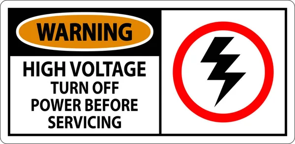 Warnzeichen Hochspannung Vor Der Wartung Den Strom Ausschalten — Stockvektor