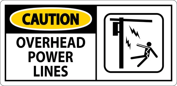 Caution Sign Overhead Power Lines — Stock Vector