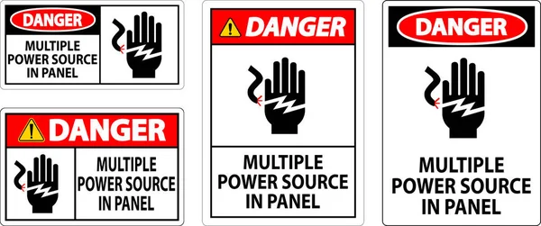 Danger Sign Multiple Power Source Panel — Stock Vector