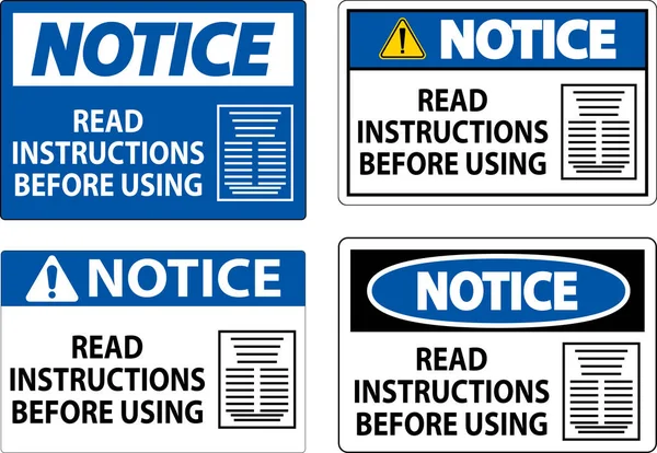 Beachten Sie Maschinenzeichen Lesen Anweisungen Vor Der Verwendung — Stockvektor