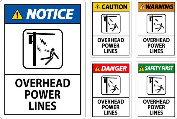 Gevarenbord Overhead Power Lines — Stockvector