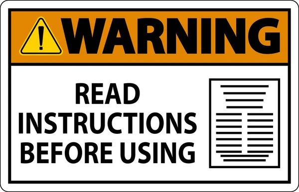 Warnung Maschine Zeichen Lesen Anweisungen Vor Der Verwendung — Stockvektor