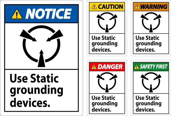 Warning Sign Use Static Grounding Devices — Stock Vector