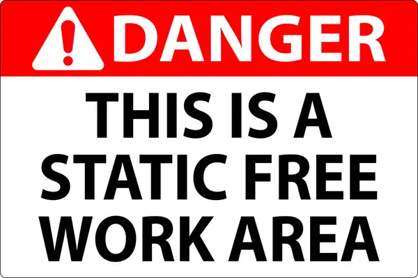 Tehlike Işareti Burası Statik Ücretsiz Çalışma Alanı — Stok Vektör
