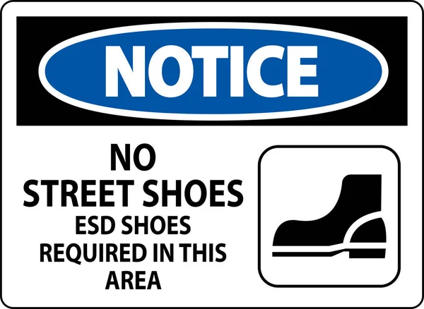 Hinweisschild Keine Straßenschuhe Esd Schuhe Diesem Bereich Erforderlich — Stockvektor