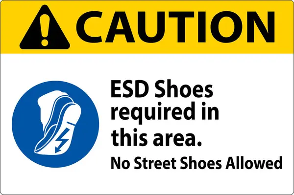 Осторожно Обувь Esd Требуется Этой Области Уличной Обуви — стоковый вектор