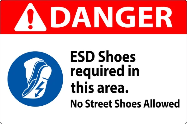 Туфли Danger Sign Esd Необходимые Этой Области Уличной Обуви — стоковый вектор