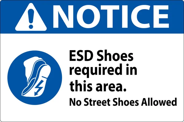 Обратите Внимание Этой Области Требуется Обувь Esd Уличной Обуви — стоковый вектор