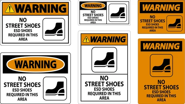 Предупреждающий Знак Street Shoes Esd Shoes Required Area — стоковый вектор