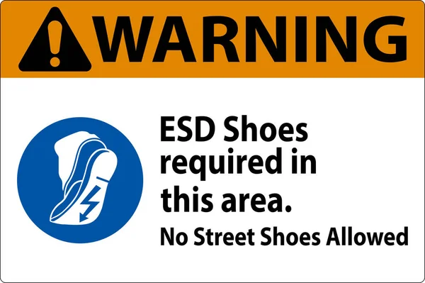 Предупреждающий Знак Esd Обувь Требуется Этой Области Уличной Обуви — стоковый вектор