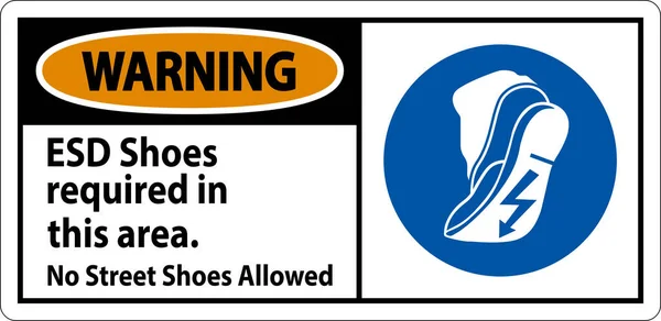 Предупреждающий Знак Esd Обувь Требуется Этой Области Уличной Обуви — стоковый вектор
