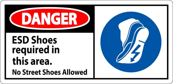 Туфли Danger Sign Esd Необходимые Этой Области Уличной Обуви — стоковый вектор