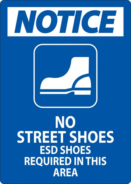 Обратите Внимание Знак Уличной Обуви Обувь Esd Обязательна Этом Районе — стоковый вектор