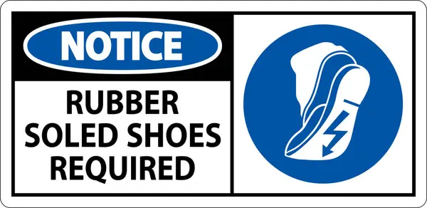 Hinweis Zeichen Gummisohle Schuhe Erforderlich — Stockvektor