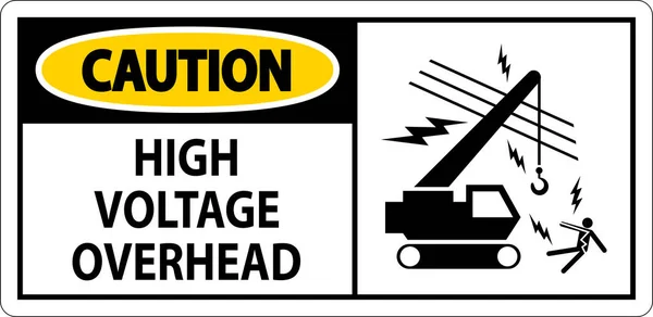 Caution Sign High Voltage Overhead — Stock Vector
