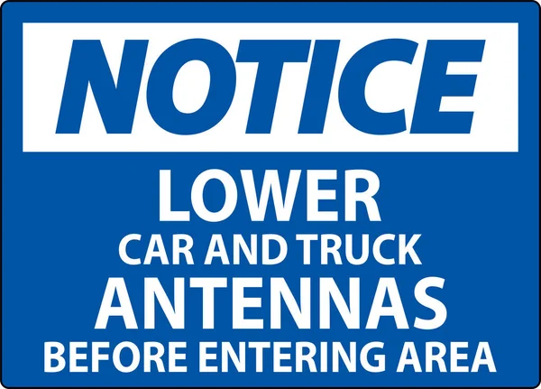 Señal Aviso Antenas Coche Camión Más Bajas Antes Entrar Área — Archivo Imágenes Vectoriales