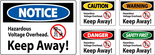 Danger Sign Hazardous Voltage Overhead Keep Away — Stock Vector