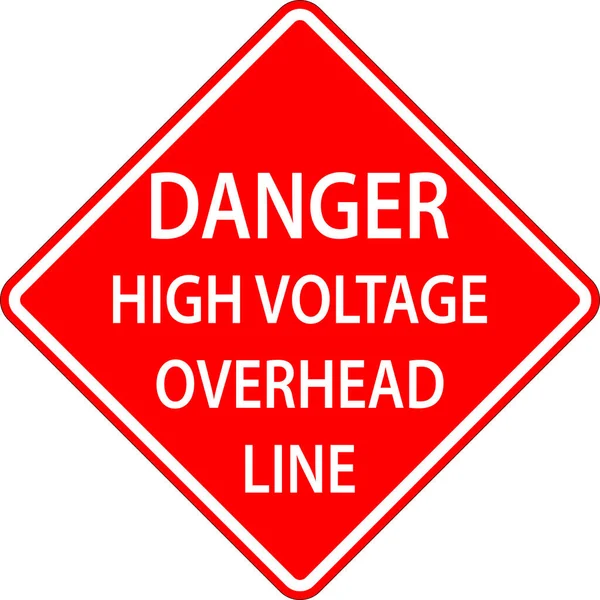 Warning Sign Caution High Voltage Overhead Line — Stock Vector
