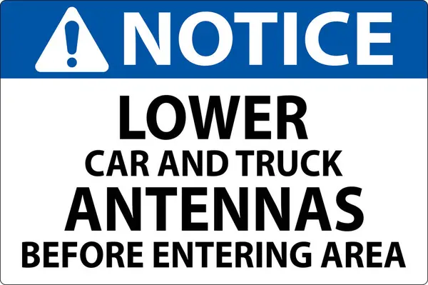 Señal Aviso Antenas Coche Camión Más Bajas Antes Entrar Área — Archivo Imágenes Vectoriales