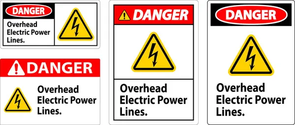 Danger Sign Overhead Electric Power Lines — Stock Vector