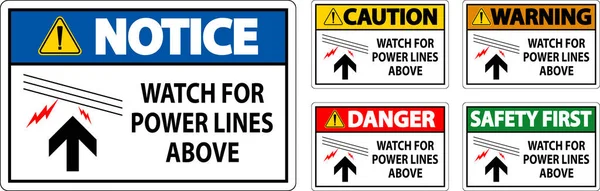 Danger Sign Watch Power Lines — Stock Vector