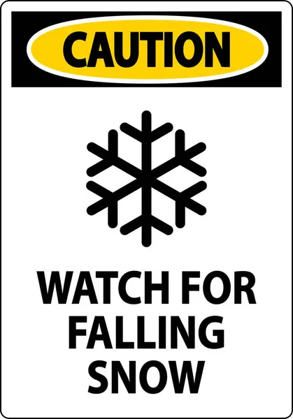 Caution Sign Watch Falling Snow — Stock Vector