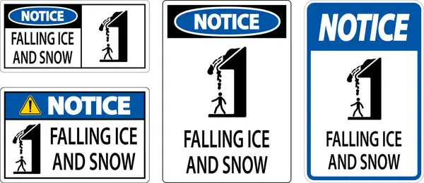Ice Snow Warning Sign Caution Falling Ice Snow Sign — Stock Vector