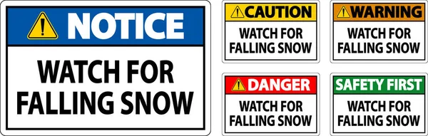 Warning Sign Watch Falling Snow — Stock Vector