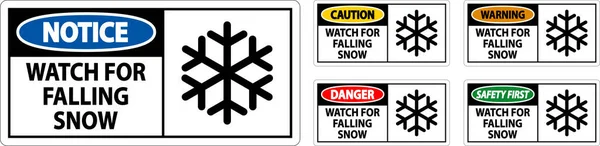 Warnschild Bei Schneefall Beachten — Stockvektor