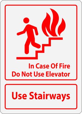 Yangın işareti durumunda asansörü kullanmayın, merdiveni kullanın