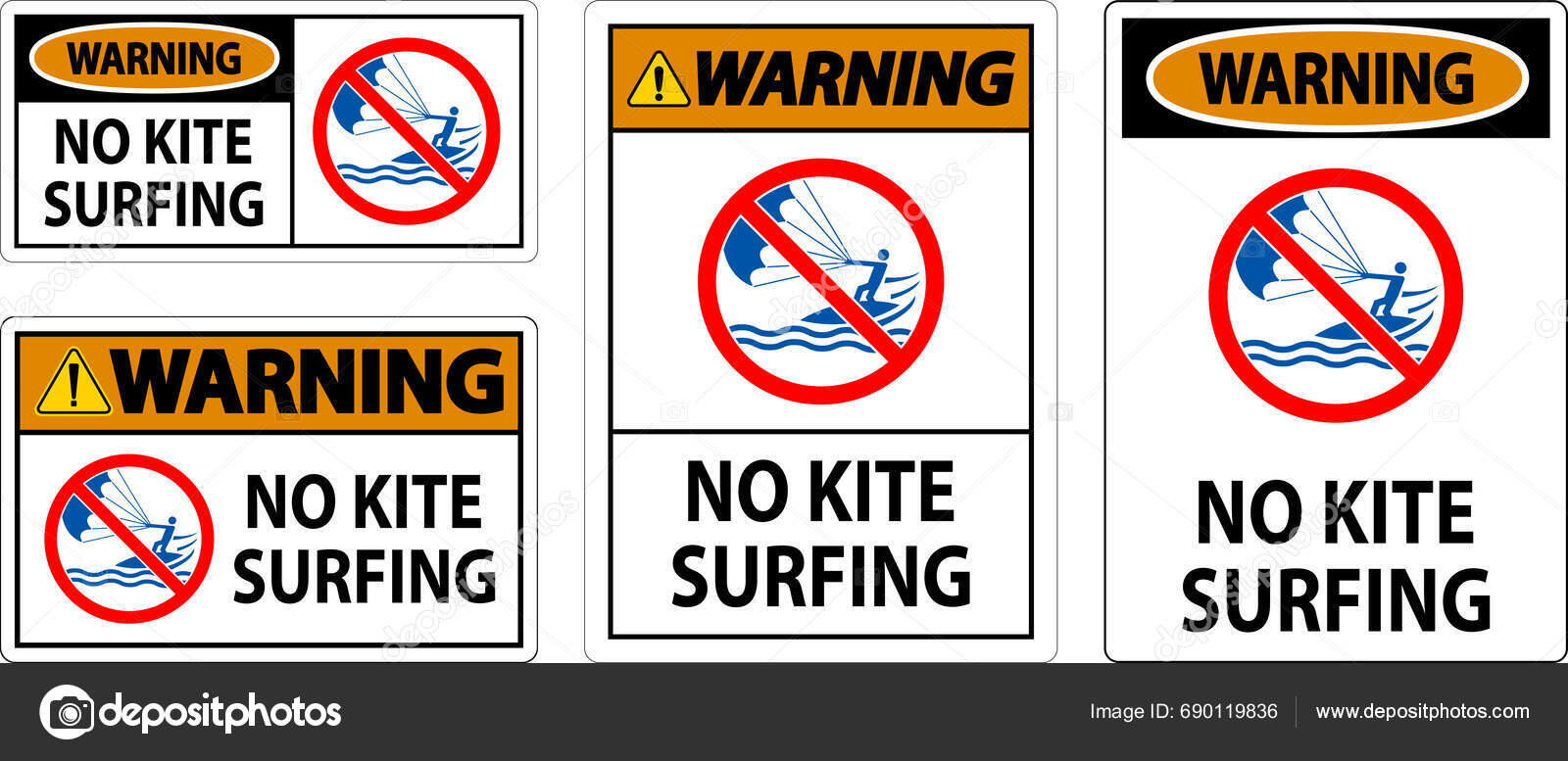Water Safety Sign Danger Kite Surfing Stock Vector by ©Seetwo 690119836