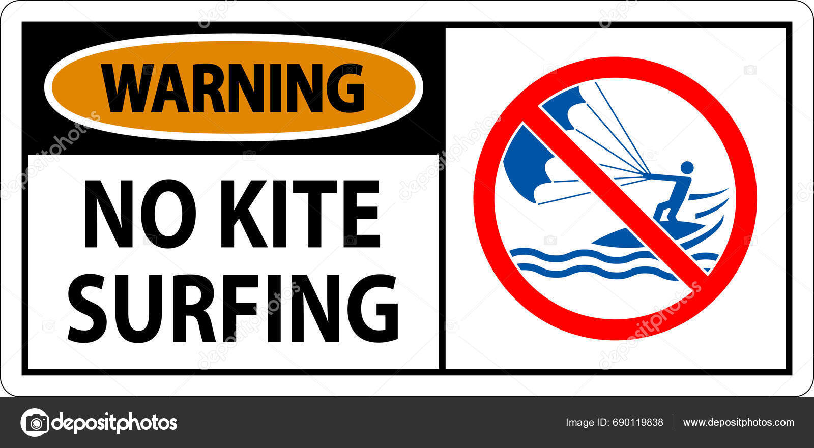 Water Safety Sign Danger Kite Surfing Stock Vector by ©Seetwo 690119838