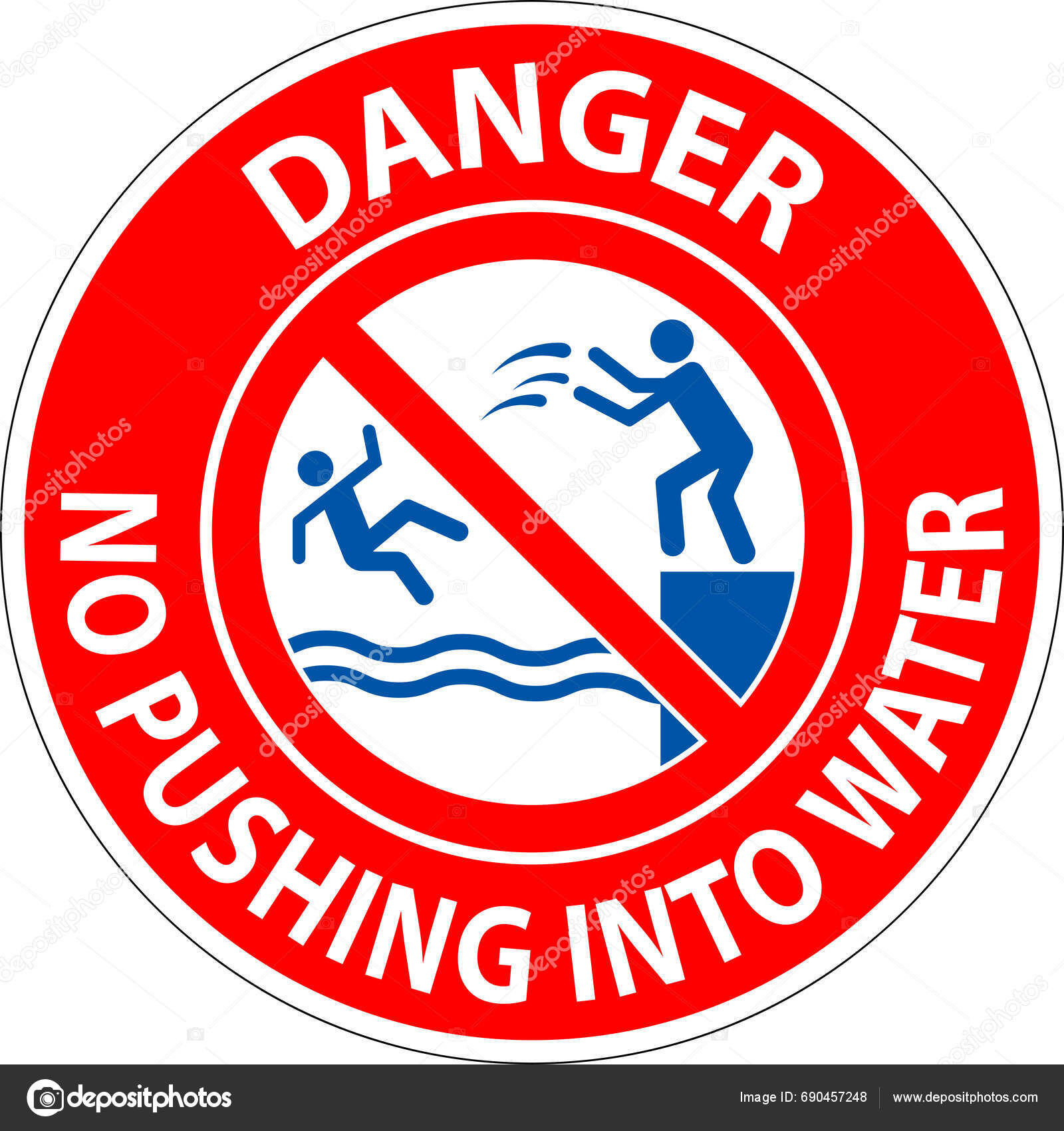 Water Safety Sign Attention Pushing Water Stock Vector by ©Seetwo 690457248