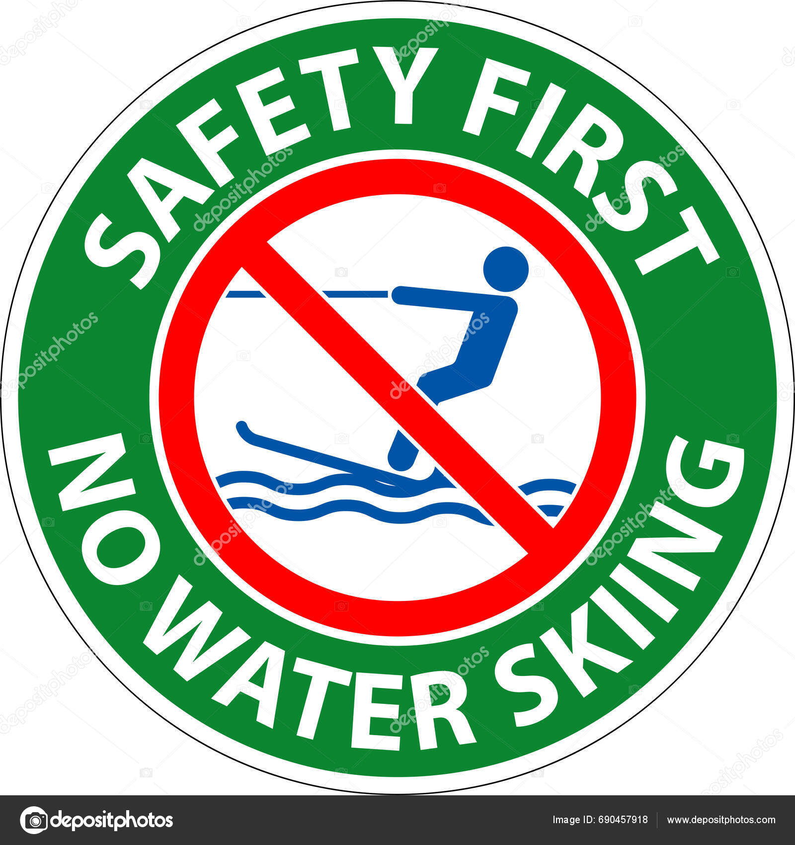 Water Safety Sign Attention Water Skiing Stock Vector by ©Seetwo 690457918