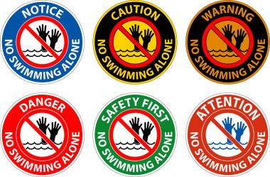 Havuz Güvenliği İşareti Dikkat, Yalnız Yüzmek Yasaktır