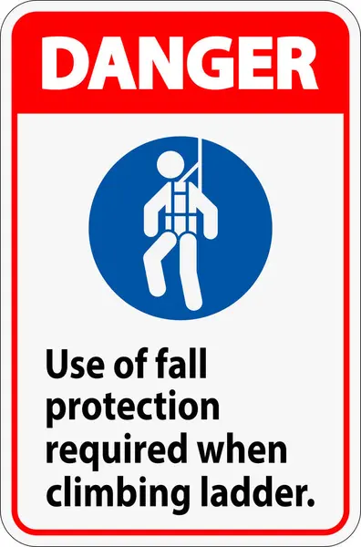 Gefahrzeichen Verwendung Von Fallschutz Beim Klettern Auf Leiter Erforderlich lizenzfreie Stockillustrationen