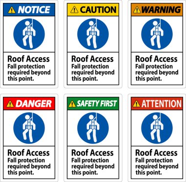 Uyarı İşareti, Çatı Erişimi - Düşme Koruması Bu Noktanın Ötesine Gerekli