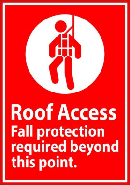 Uyarı İşareti, Çatı Erişimi - Düşme Koruması Bu Noktanın Ötesine Gerekli