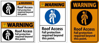 Uyarı İşareti, Çatı Erişimi - Düşme Koruması Bu Noktanın Ötesine Gerekli